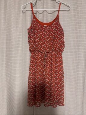Francesca's Collections orange & White Geometric Sleeveless Mini Dress